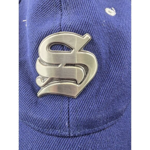 Blue Baseball Cap With Metallic "S" Logo Embroidered Details & Adjustable Strap - Picture 2 of 8
